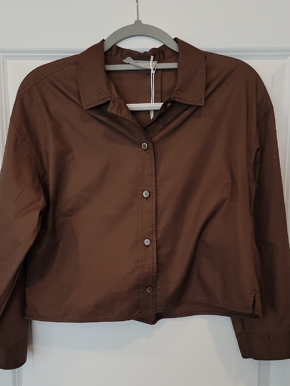 Everlane Brown Cotton Long Slevve Button Up Shirt XXS NWT - Picture 3 of 10